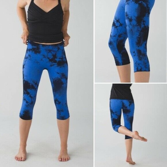 lululemon athletica Pants - Lululemon In The Flow Crop Pants Seamless Blue 2